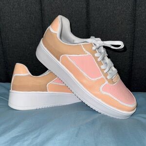Time and Tru Pink and Tan Retro Sneakers